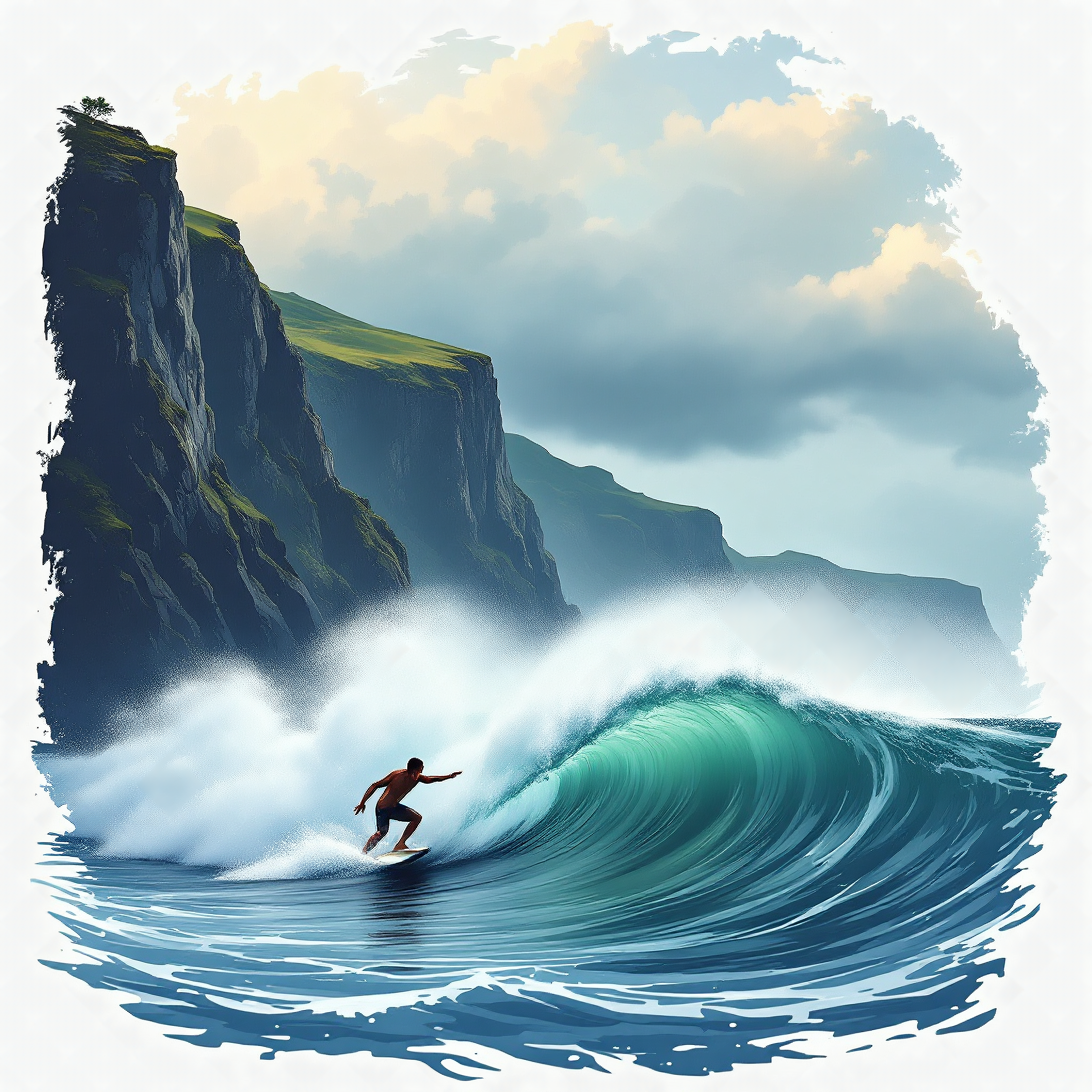 Big Wave Surfer Art - Coastal Ocean Surf Design