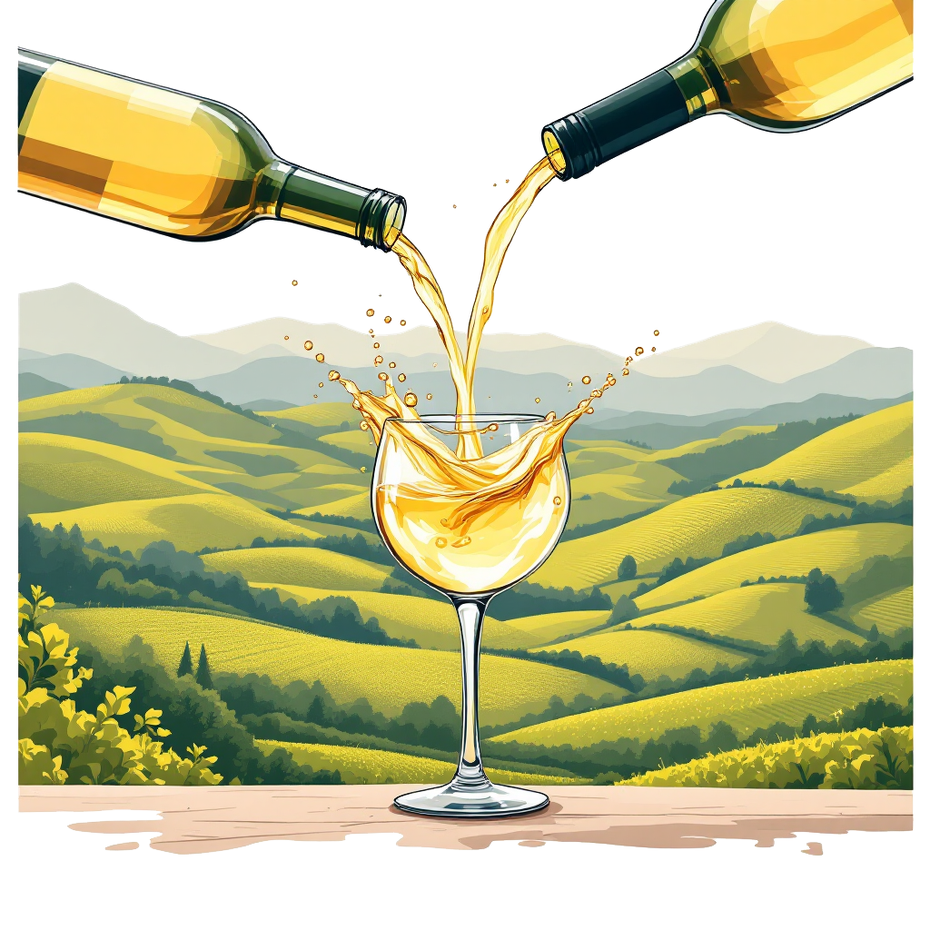 White Wine Vineyard Splash - Elegant Txakoli Design